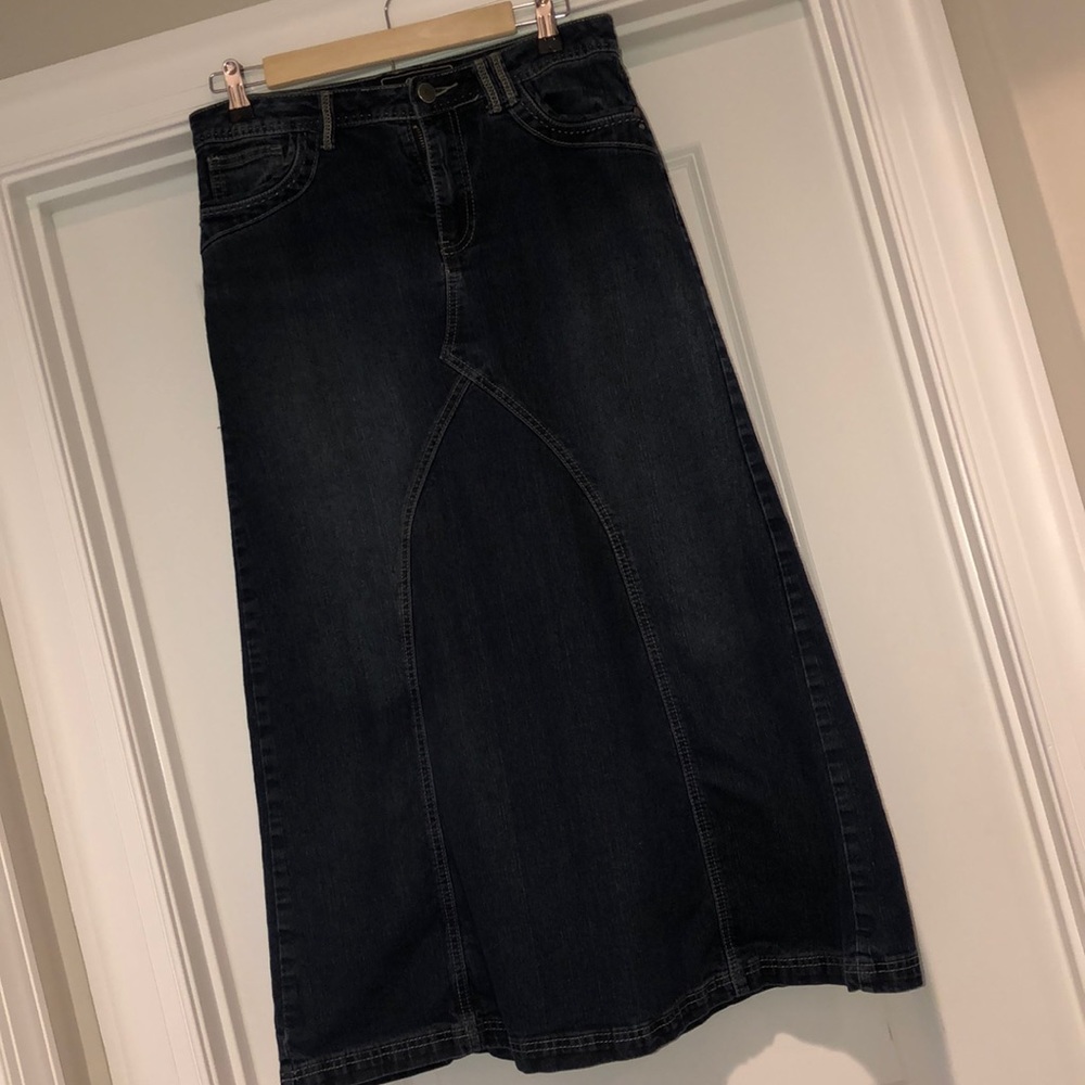 Modest A-line jean skirt
